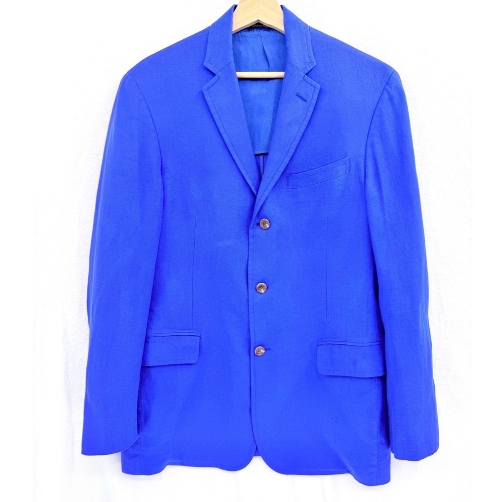 Polo by Ralph Lauren Linen Sport Coat Blazer Royal Blue Med 40R SEE MEASUREMENTS